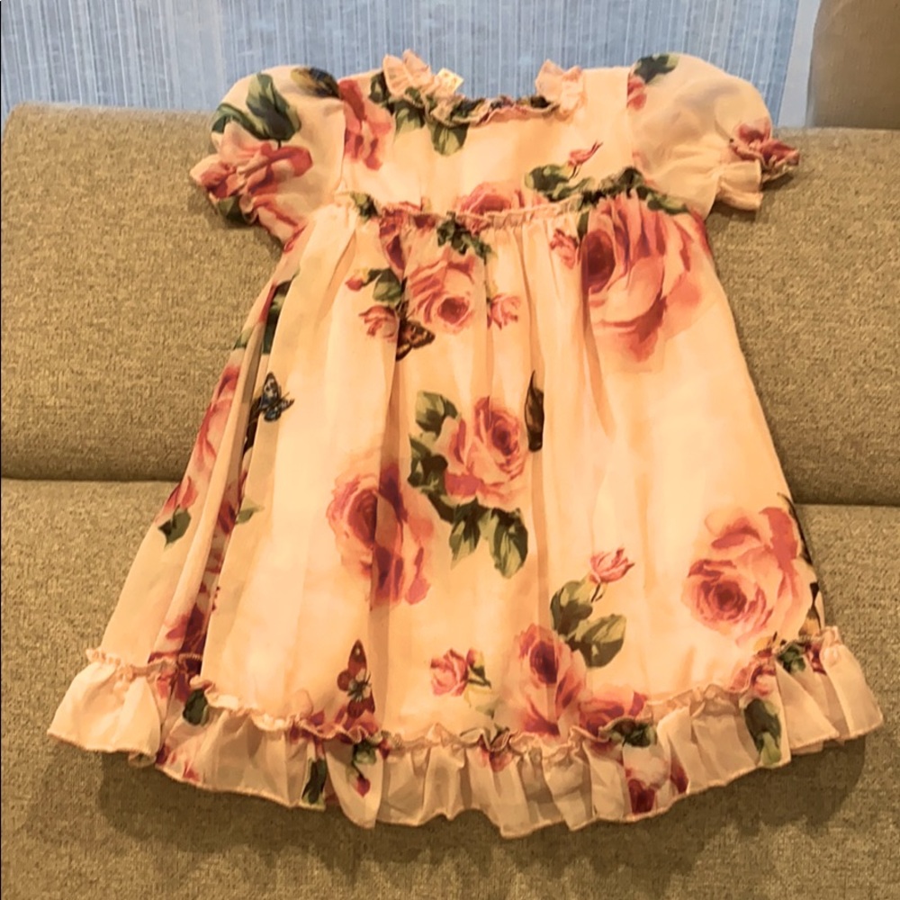 Rose print girls dress